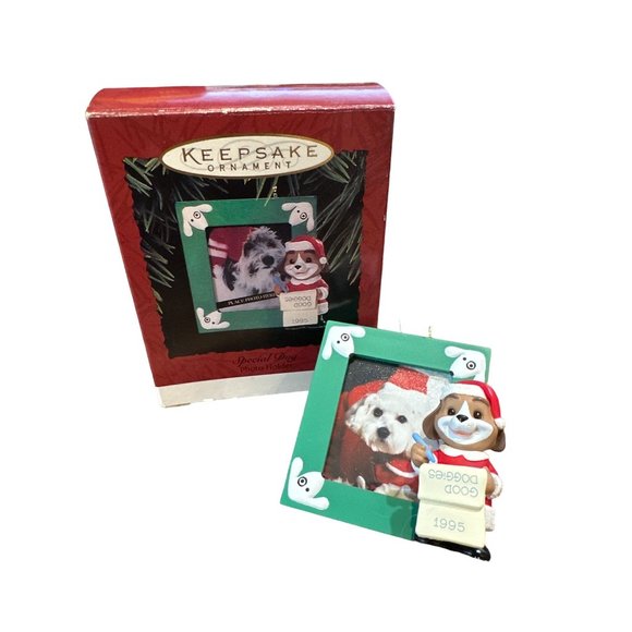 Hallmark Keepsake Ornament Special Dog Photo Holder 1995 Picture Frame Christmas - Picture 1 of 5